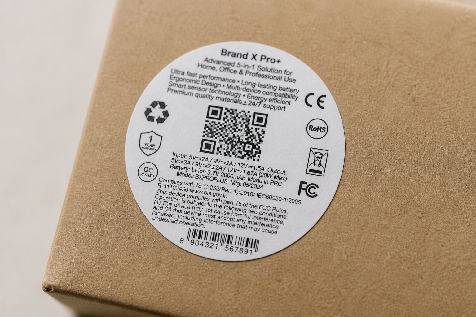 Naklejka blad 5 naklejka z qr kodem i duza iloscia tekstu