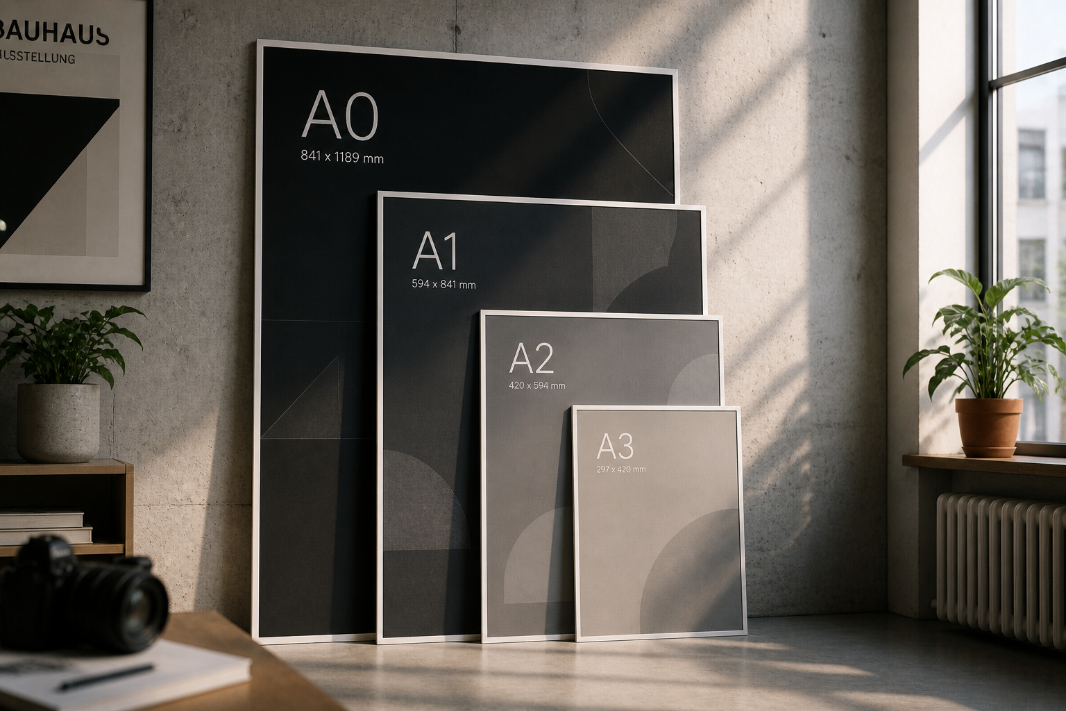 porownaine rozmiarow plakatow A0, A1, A2, A3
