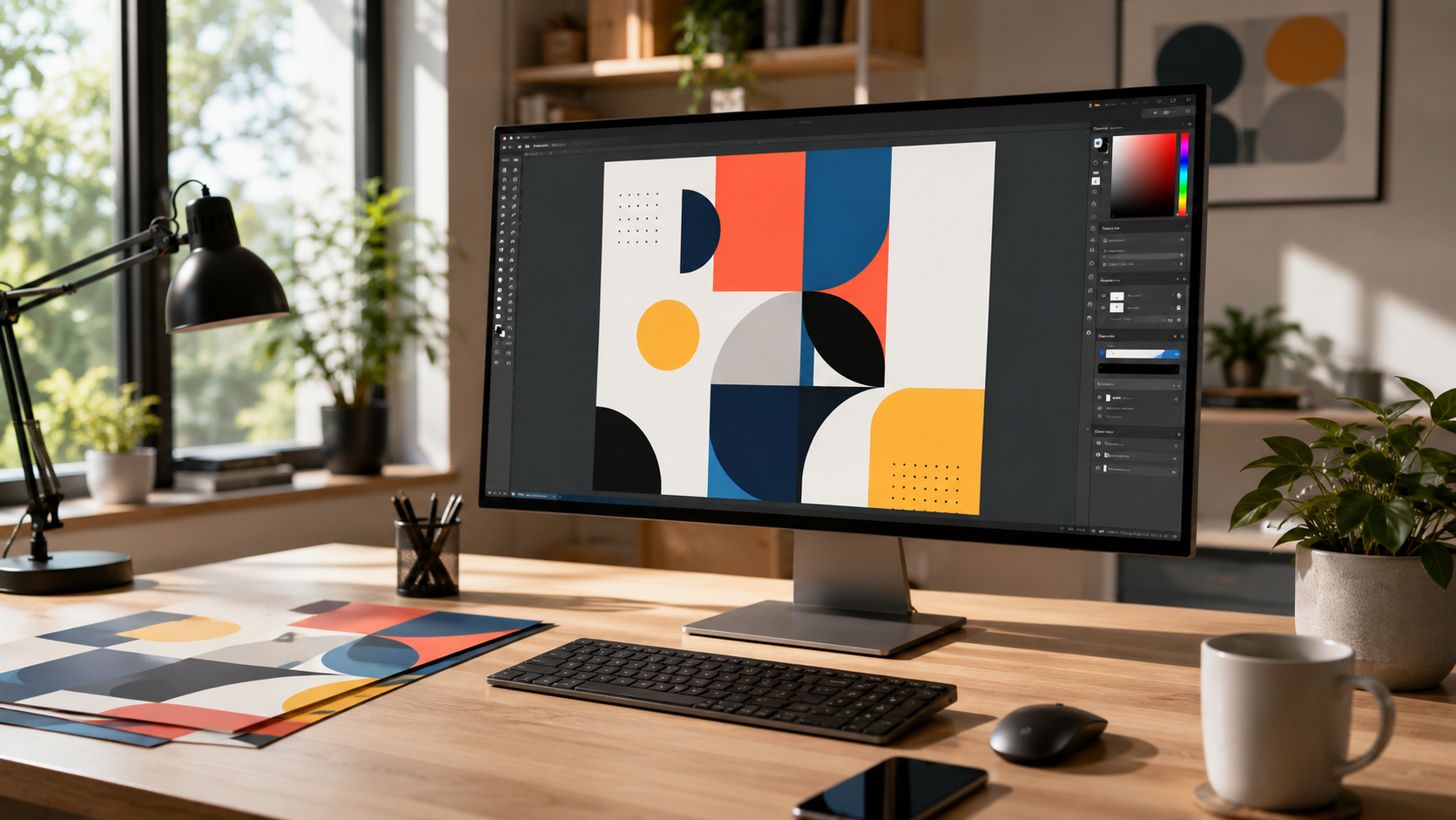 Projekt ulotki na ekranie monitora