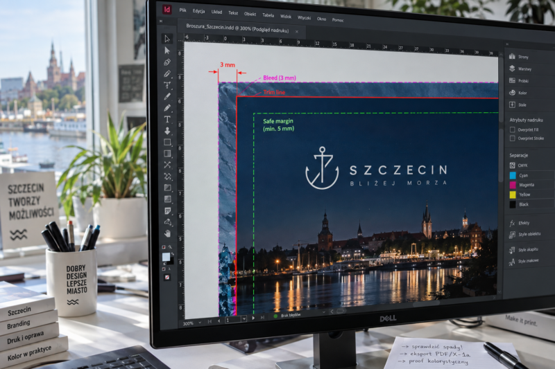 Przedłużanie tła okładki na obszar spadu 3 mm z zachowaniem wewnętrznego marginesu bezpieczeństwa. Przedłużanie tła okładki na obszar spadu 3 mm z zachowaniem wewnętrznego marginesu bezpieczeństwa.