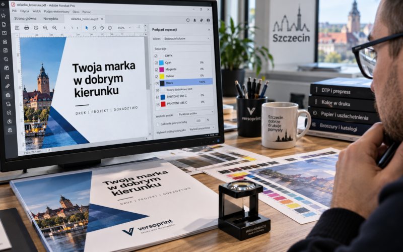 Sprawdzanie składu koloru czarnego tekstu (100% K) w podglądzie rozbarwień oprogramowania DTP. Sprawdzanie składu koloru czarnego tekstu (100% K) w podglądzie rozbarwień oprogramowania DTP.