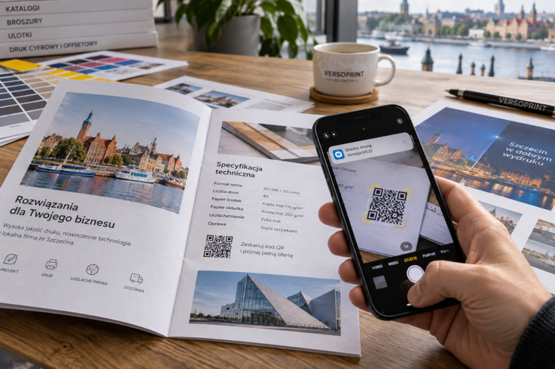 Skanowanie kodu QR i weryfikacja czytelności tabeli na wydrukowanej stronie próbnej. Skanowanie kodu QR i weryfikacja czytelności tabeli na wydrukowanej stronie próbnej.