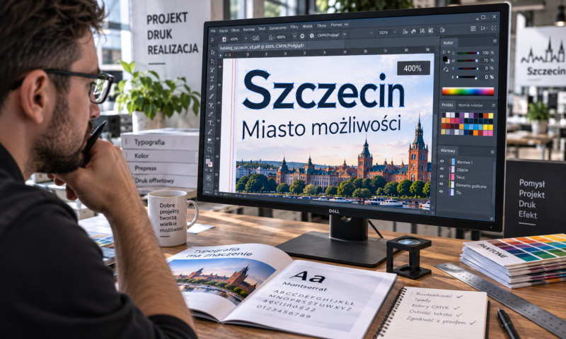 Powiększenie pliku PDF w celu kontroli rozdzielczości zdjęć oraz osadzenia fontów iwektorów.