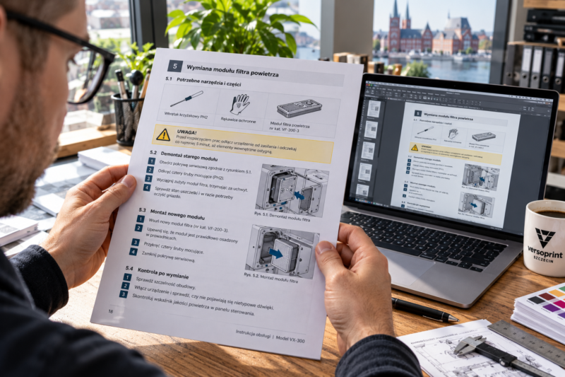 Weryfikacja układu stron instrukcji wygenerowanej z programu MS Word na ekranie i wydruku próbnym. Weryfikacja układu stron instrukcji wygenerowanej z programu MS Word na ekranie i wydruku próbnym.