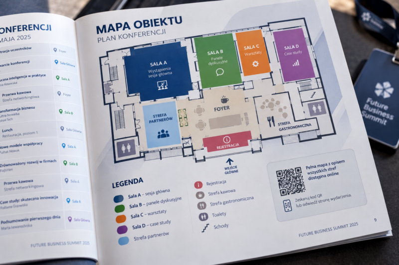 Plan i mapa sal w drukowanym programie konferencyjnym Plan i mapa sal w drukowanym programie konferencyjnym